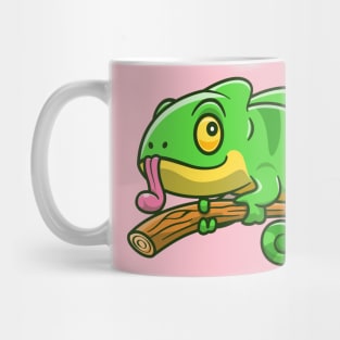 Cute Chameleon On The Tree Cartoon Mug